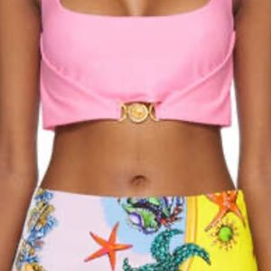 New Versace Pink Front Clasp Crop Top sz 42